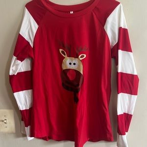 Christmas reindeer long sleeve shirt women’s holiday Red Large like new